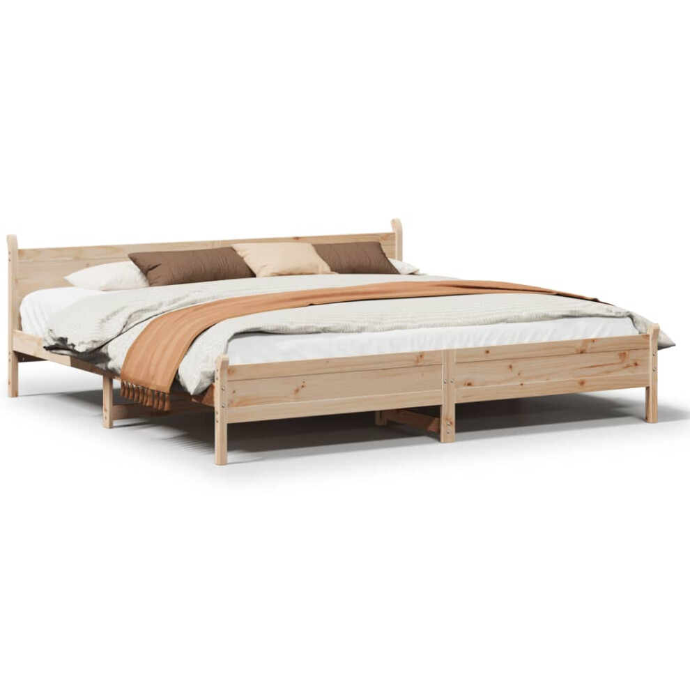 Vidaxl (Natural, 180 X 200 Cm) Bed Frame Without Mattress Bed Base Bedstead Solid Wood Pine