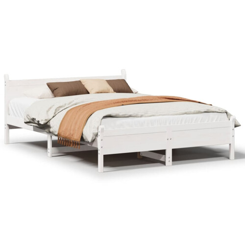 VidaXL (white, 150 x 200 cm) vidaXL Bed Frame without Mattress Bed Base Bedstead Solid Wood Pine 1