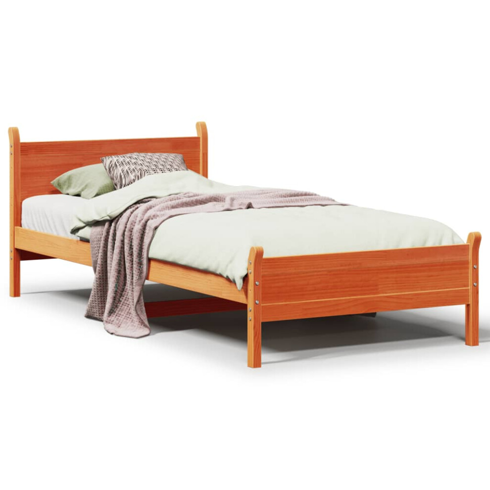 (wax brown, 100 x 200 cm) vidaXL Bed Frame without Mattress Bed Base Bedstead Solid Wood Pine