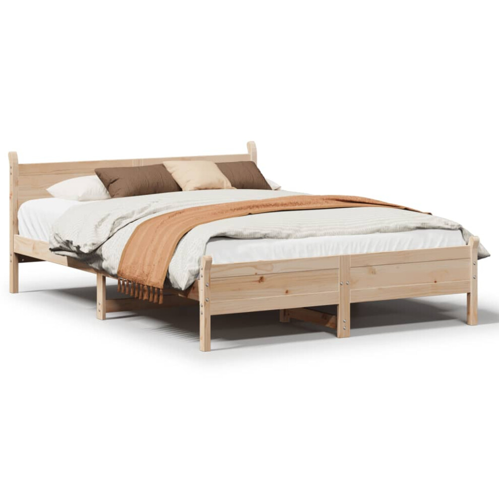Vidaxl (Natural, 140 X 190 Cm) Bed Frame Without Mattress Bed Base Bedstead Solid Wood Pine