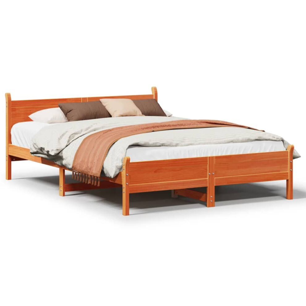Vidaxl (Wax Brown, 135 X 190 Cm) Bed Frame Without Mattress Bed Base Bedstead Solid Wood Pine