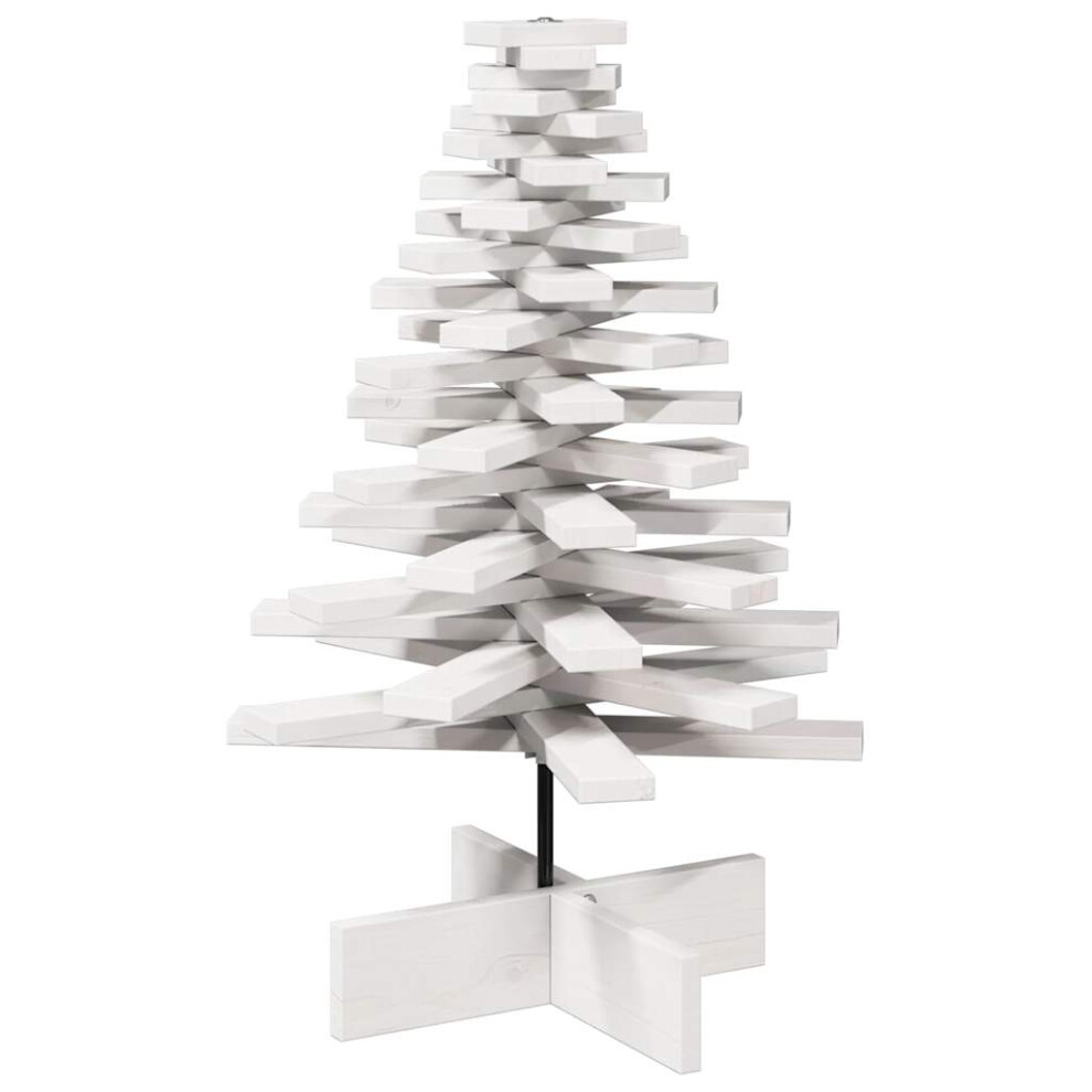 Vidaxl (White, 80 Cm) Wooden Christmas Tree For Decoration Xmas Tree Solid Wood Pine