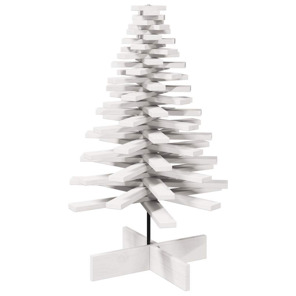 (white, 100 cm) vidaXL Wooden Christmas Tree for Decoration Xmas Tree Solid Wood Pine