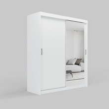 (150cm /+4 drawers, White) ELUKS Modern Sliding Door Wardrobe OVI