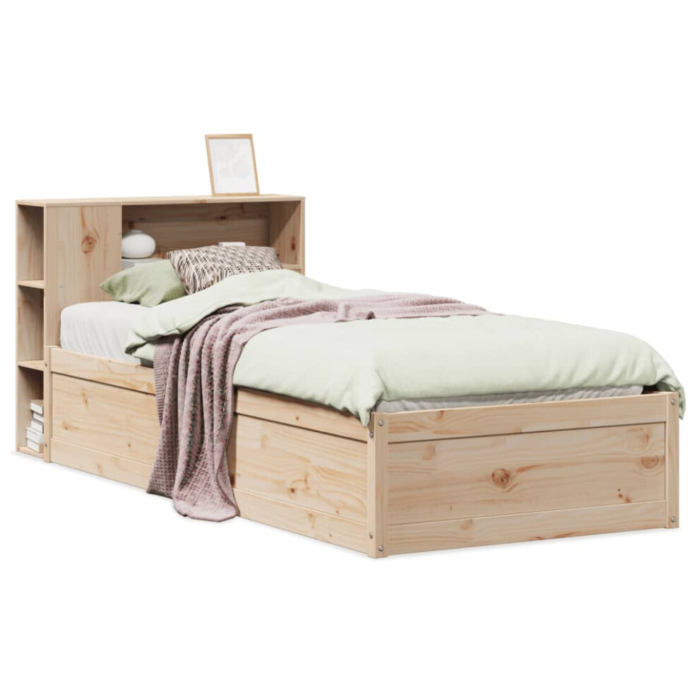 Vidaxl (Natural, 75 X 190 Cm) Bed Frame Without Mattress Bed Wax Solid Wood Pine
