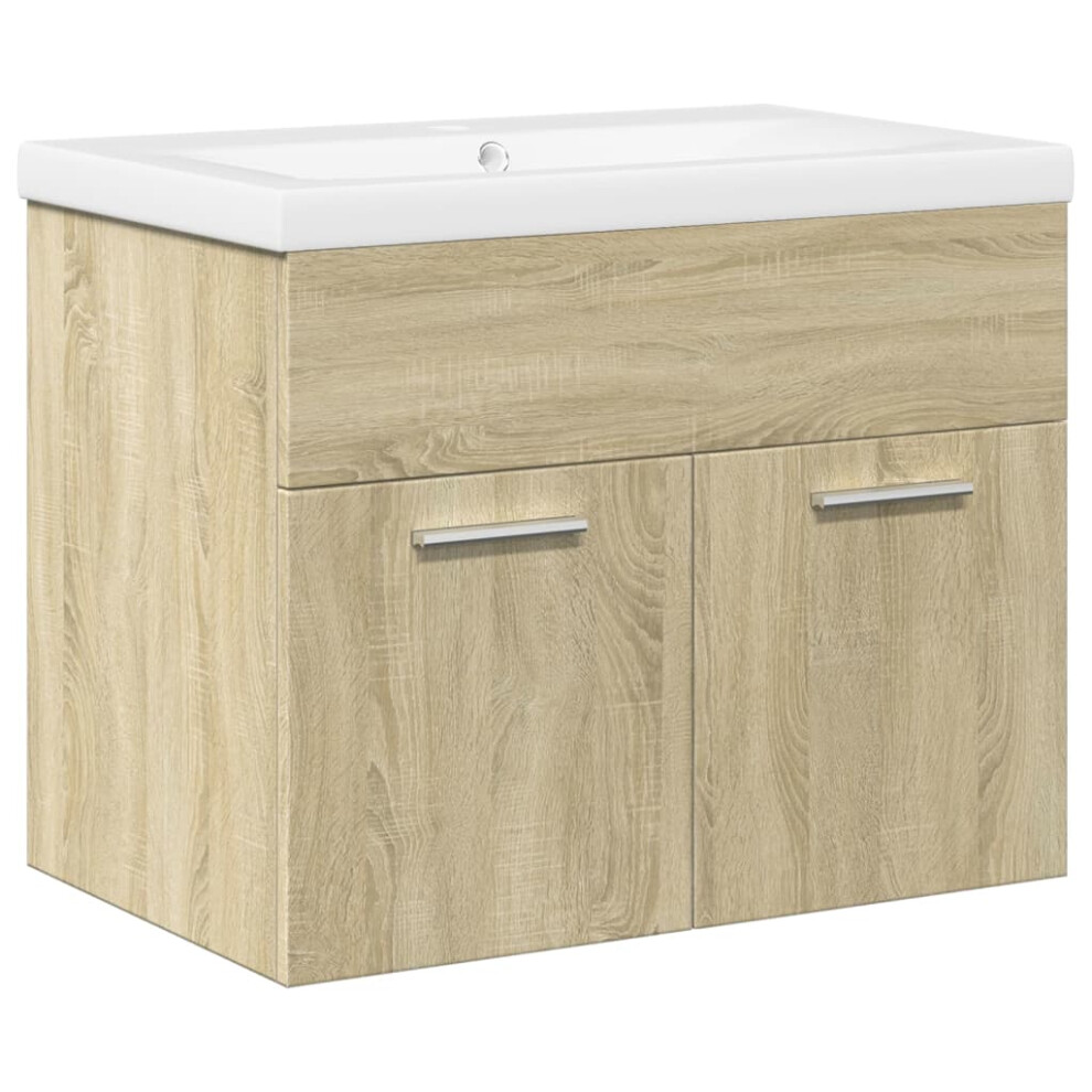 (sonoma oak, 60 x 38.5 x 46 cm) vidaXL Bathroom Sink Cabinet with Built-in Basin Sink Cupboard Concrete Grey