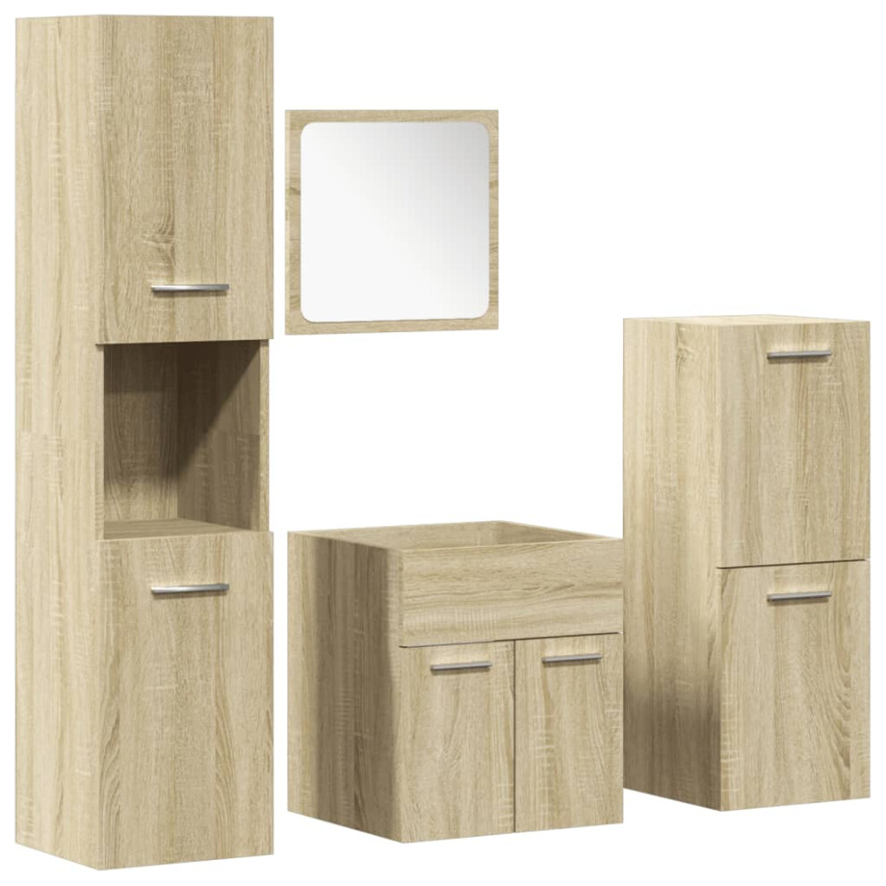 (41 x 38.5 x 46 cm) vidaXL Bathroom Furniture Set 4 Piece Sink Cabinet Sonoma Oak Engineered Wood