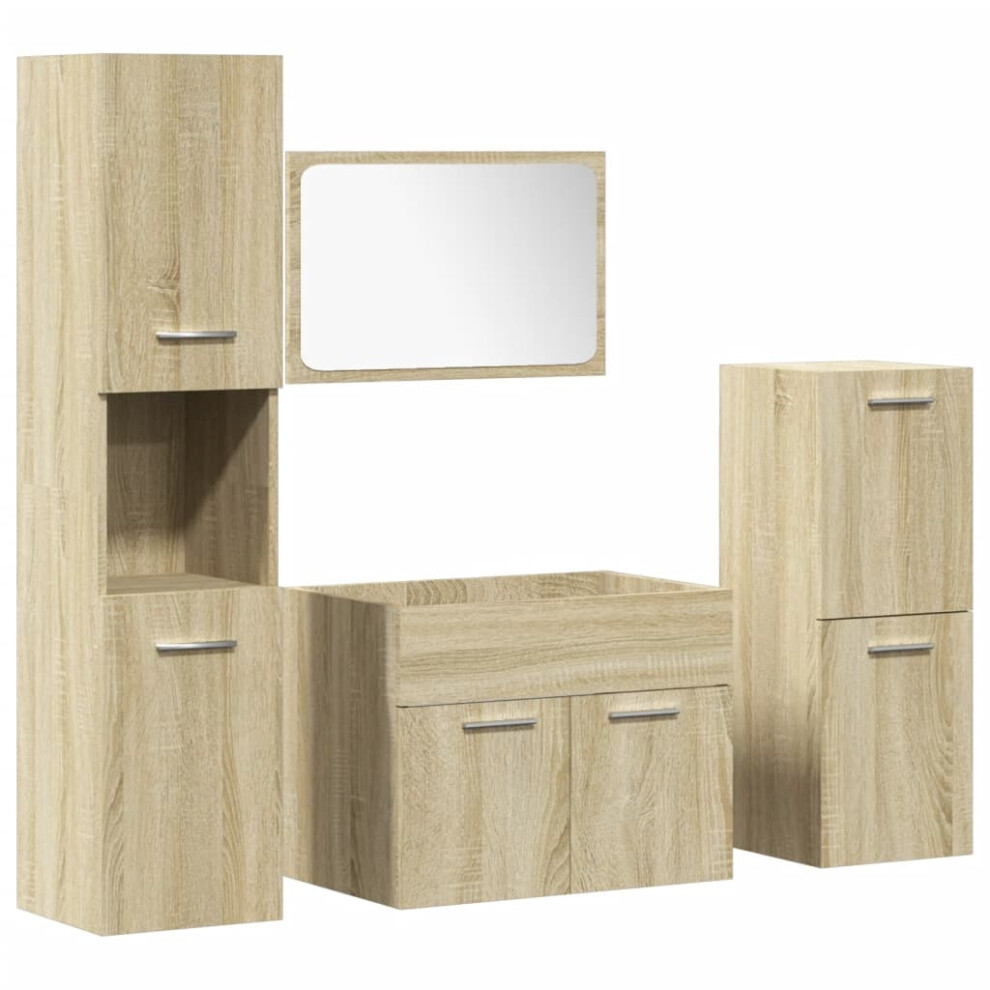 (60 x 38.5 x 46 cm) vidaXL Bathroom Furniture Set 4 Piece Sink Cabinet Sonoma Oak Engineered Wood