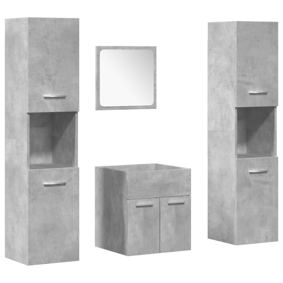 New Vidaxl (Concrete 41 X 38.5 X 46 Cm) Bathroom Furniture Set Chipboard Wall Mirror Multi Sizes Multi Colors Grey