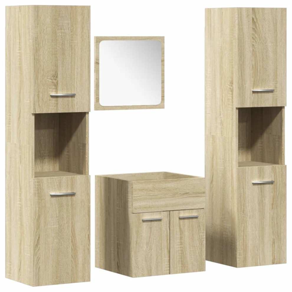 New Vidaxl (Sonoma Oak, 41 X 38.5 X 46 Cm) Bathroom Furniture Set Chipboard Wall Mirror Multi Sizes Multi Colors Brown