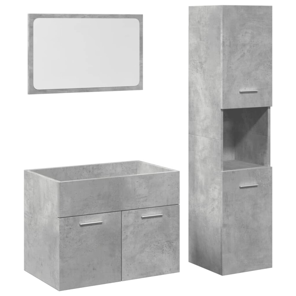 (concrete grey, 60 x 38,5 x 46 cm) vidaXL Bathroom Furniture Set 3 Piece Sink Cabinet Sonoma Oak Engineered Wood