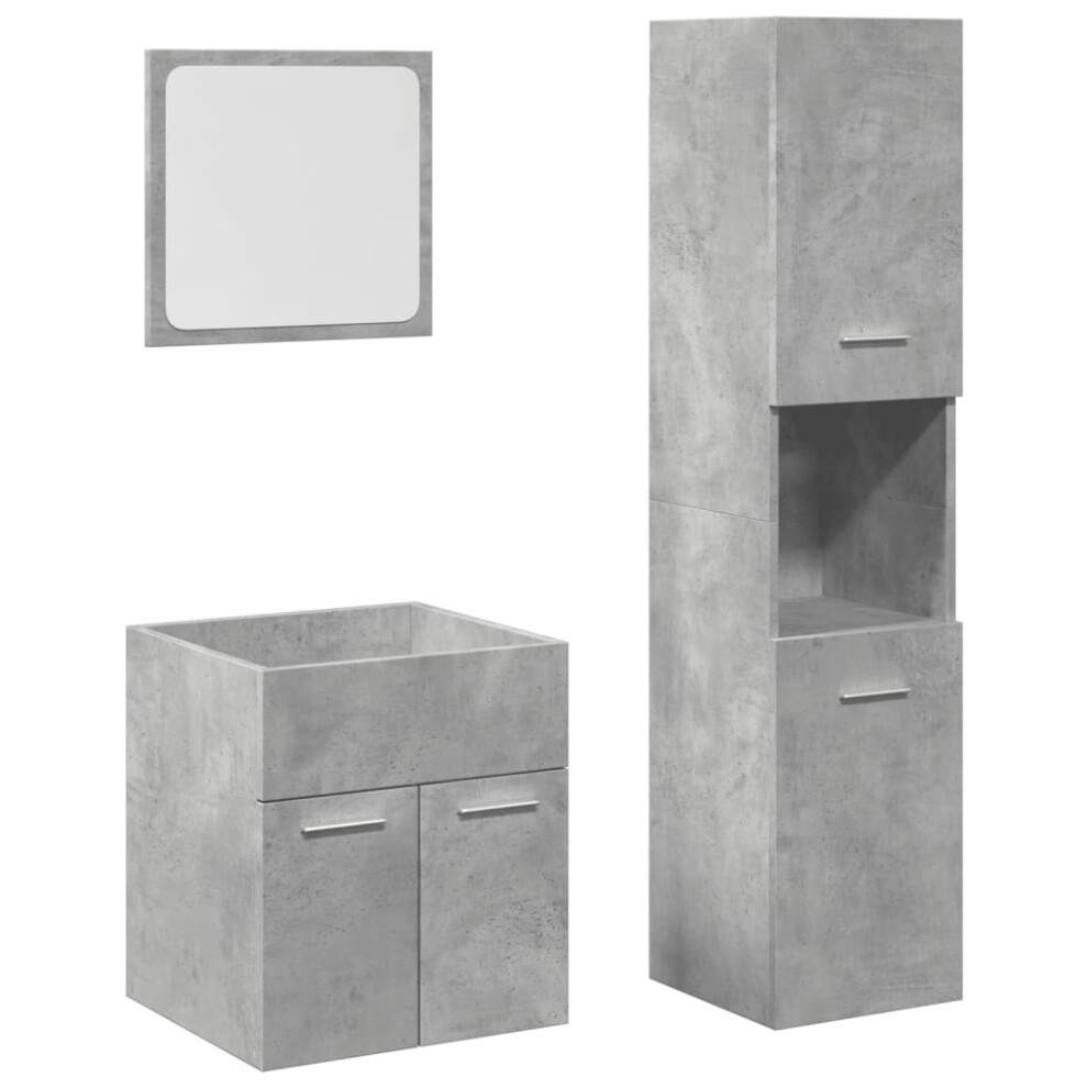 (concrete grey, 41 X 38,5 X 46 cm) vidaXL Bathroom Furniture Set 3 Piece Sink Cabinet Sonoma Oak Engineered Wood