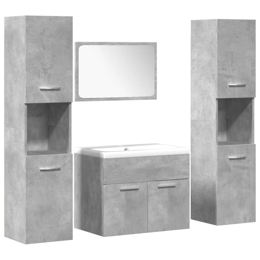 (concrete grey, 60 x 38.5 x 46 cm) vidaXL Bathroom Furniture Set 5 Piece Sink Cabinet Cupboard Engineered Wood