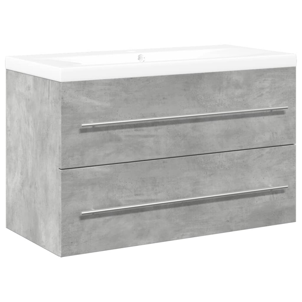 Vidaxl (Concrete Grey, 80 X 38.5 X 48 Cm) Sink Cabinet With Built-In Basin Bathroom Sink Unit Engineered Wood