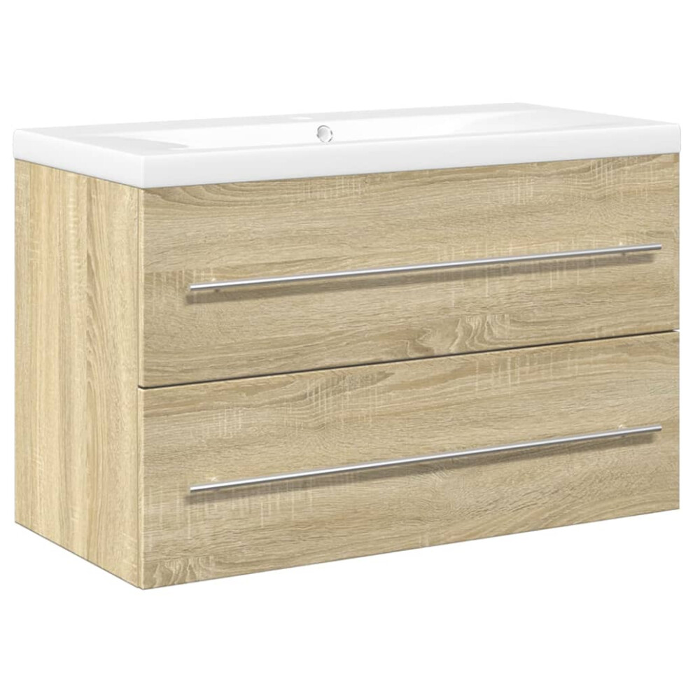 (sonoma oak, 80 x 38.5 x 48 cm) vidaXL Bathroom Furniture Set Sink Cabinet Engineered Wood