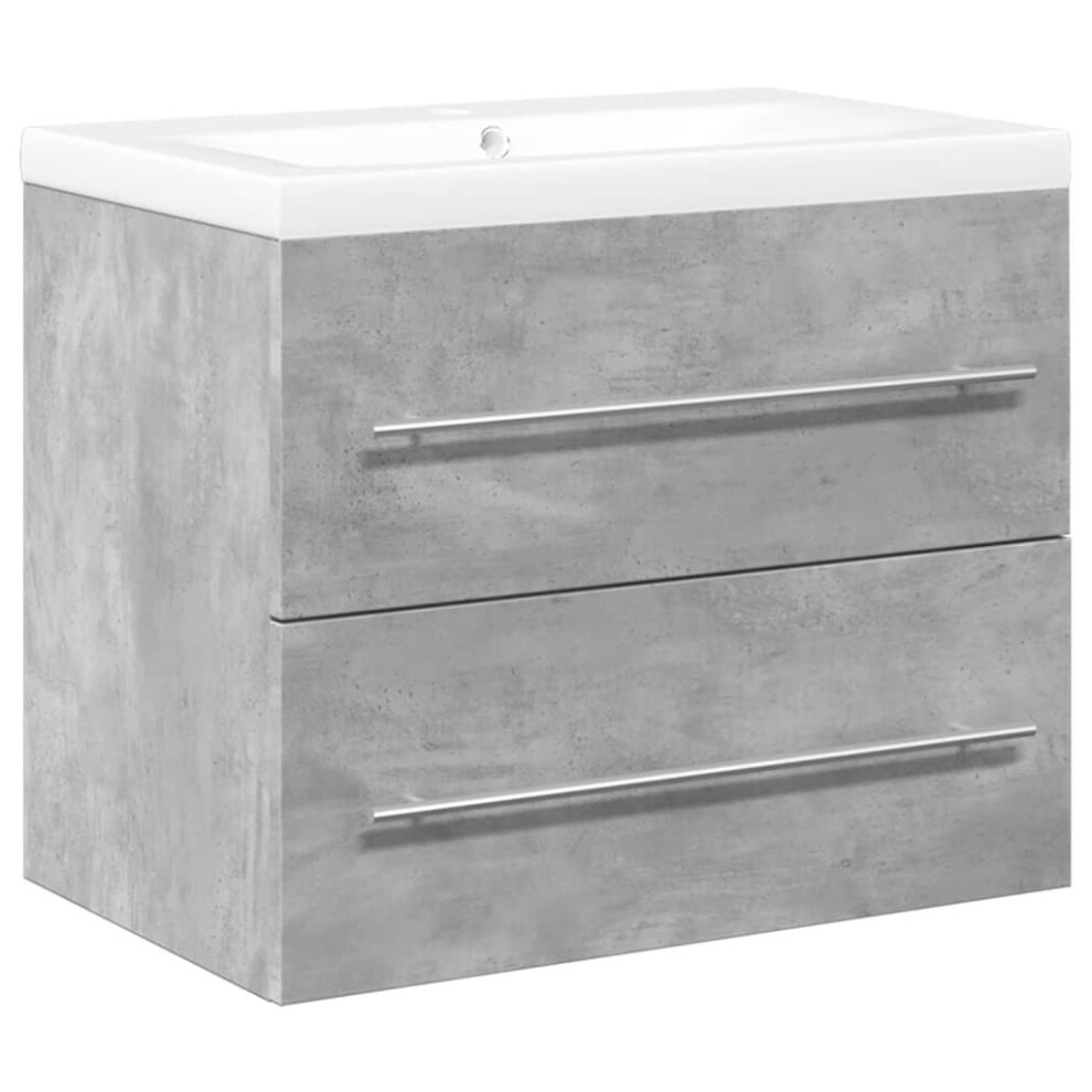 Vidaxl (Concrete Grey, 60 X 38.5 X 48 Cm) Sink Cabinet With Built-In Basin Bathroom Sink Unit Engineered Wood