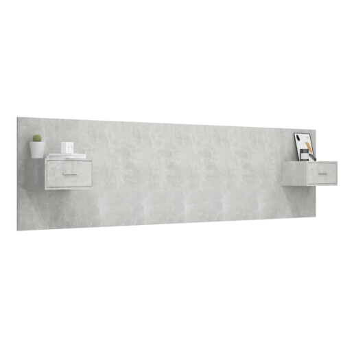 VidaXL vidaXL Bed Headboard with Cabinets Concrete Grey Engineered Wood Bed Header 2