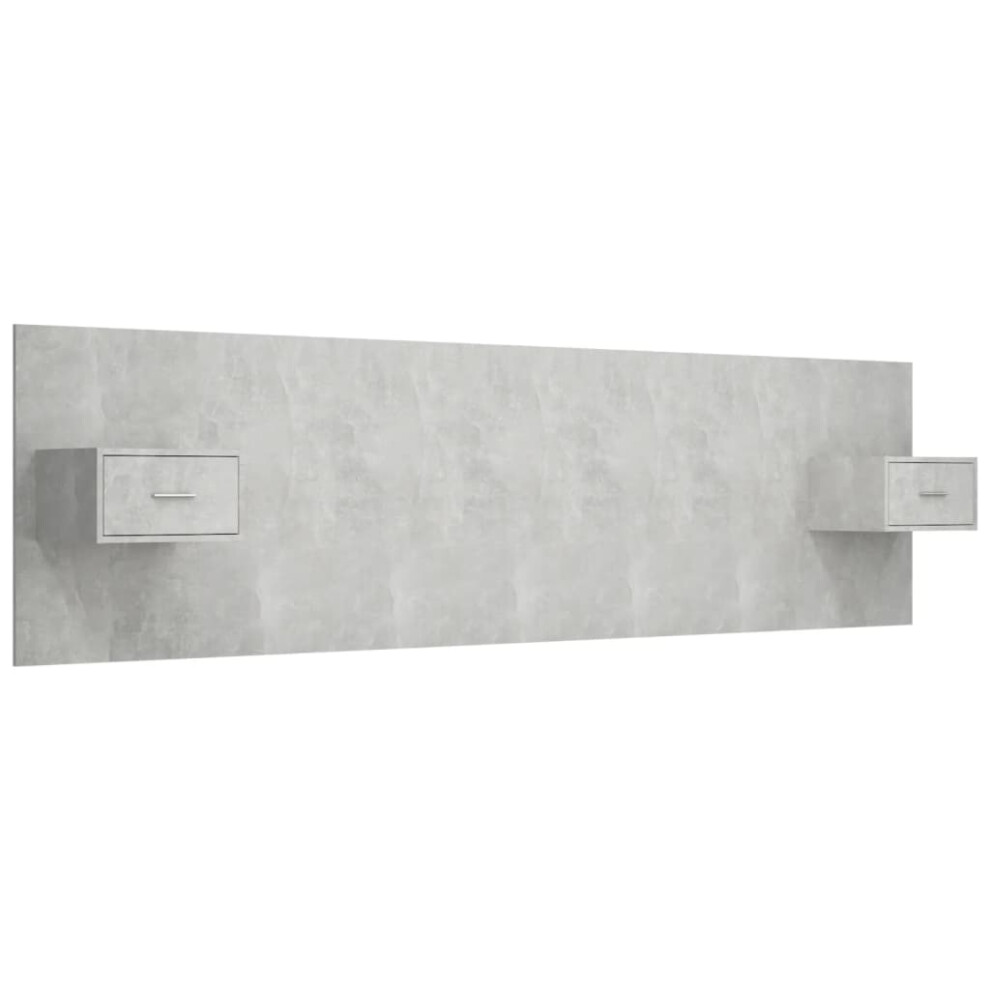 vidaXL Bed Headboard with Cabinets Concrete Grey Engineered Wood Bed Header