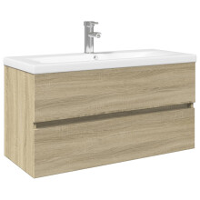 (sonoma oak, 90 x 38.5 x 45 cm) vidaXL Bathroom Furniture Set Cabinet Engineered Wood