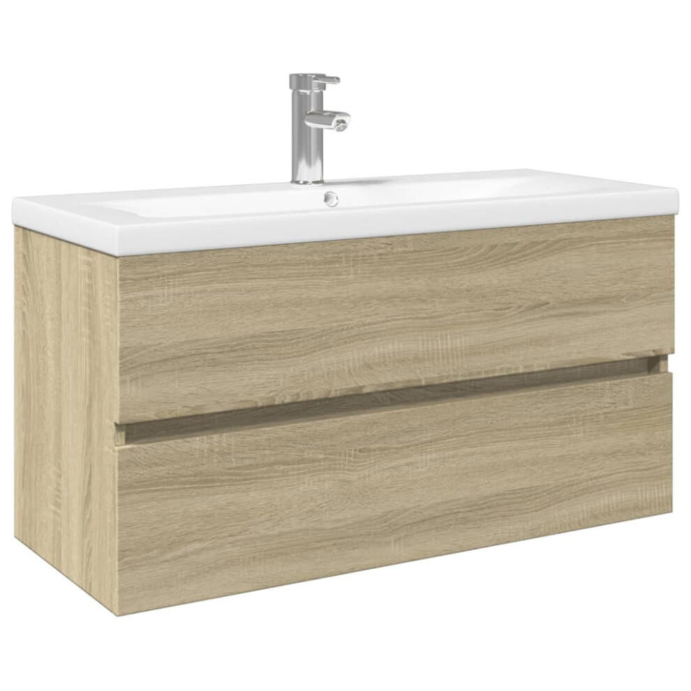 Vidaxl (Sonoma Oak, 90 X 38.5 X 45 Cm) Bathroom Furniture Set Cabinet Engineered Wood