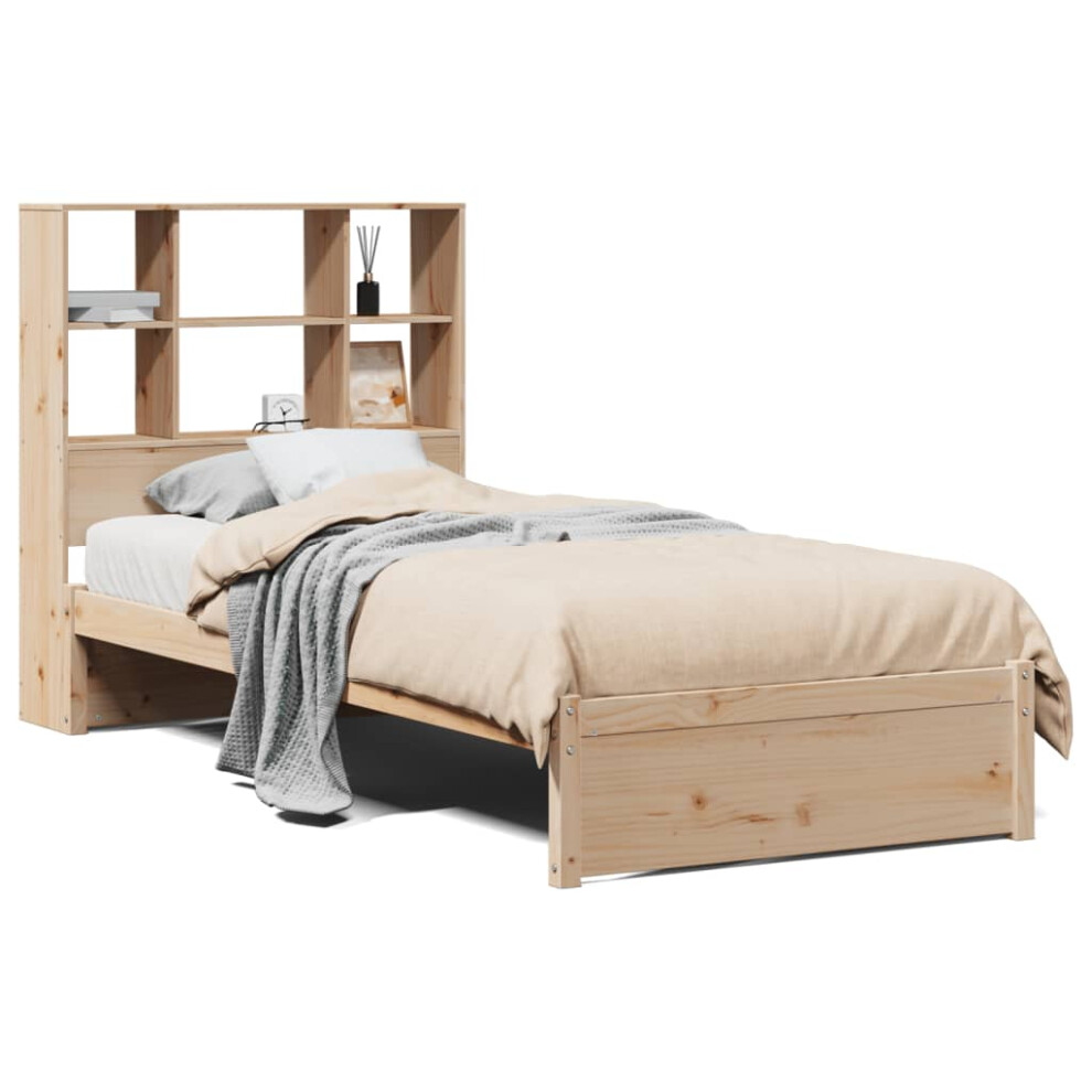 (natural, 75 x 190 cm) vidaXL Bookcase Bed without Mattress Home Bed Frame Bed Base Solid Wood Pine