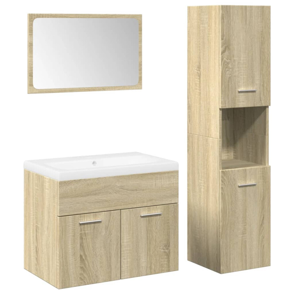 (sonoma oak, 60 x 38.5 x 46 cm) vidaXL Bathroom Furniture Set Sink Cabinet Engineered Wood