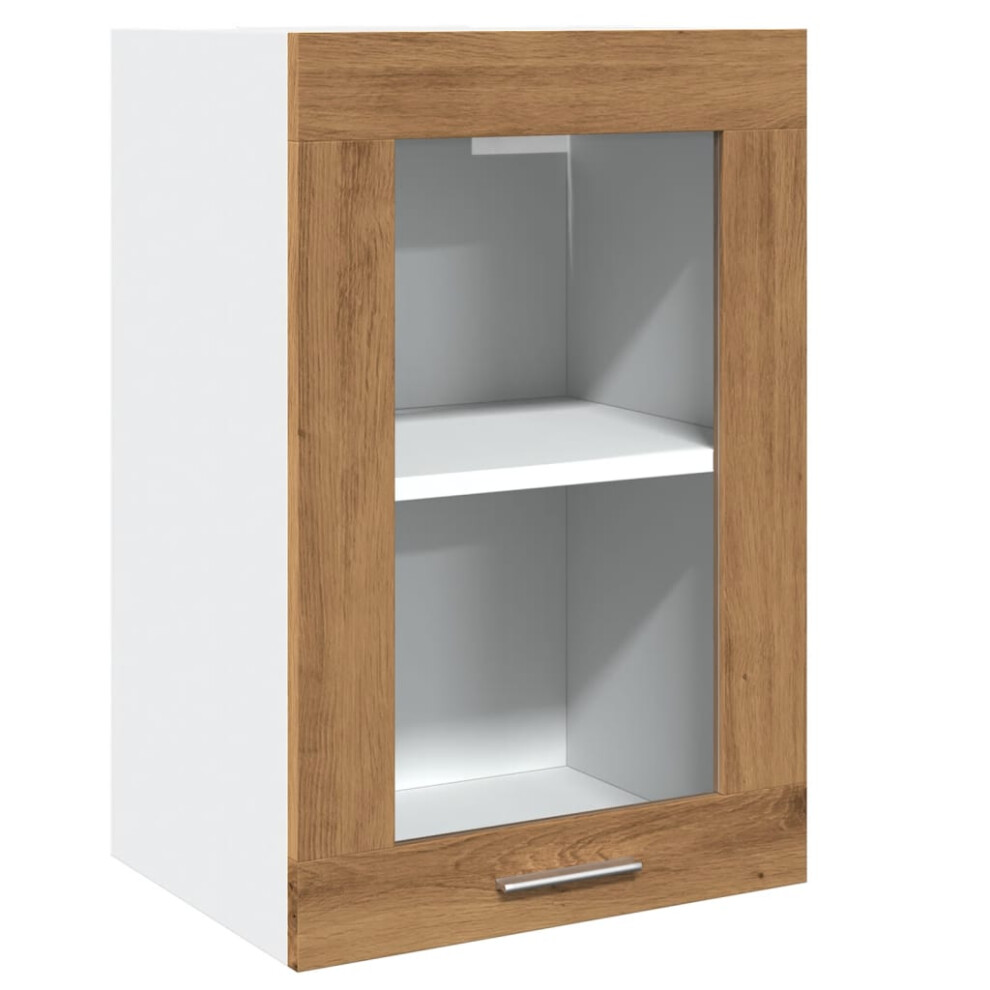 vidaXL Hanging Glass Cabinet Wall Mounted Cabinet Artisan Oak Engineered Wood