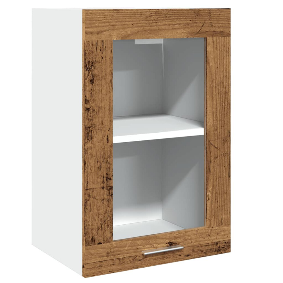 vidaXL Hanging Glass Cabinet Wall Mounted Cabinet Old Wood Engineered Wood