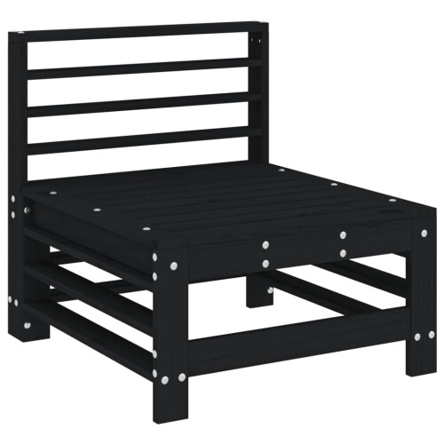 VidaXL vidaXL Garden Middle Sofa Outdoor Sectional Sofa Unit Black Solid Wood Pine 1