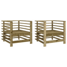 vidaXL Garden Chairs Outdoor Chair Seat Armchair 2 pcs Impregnated Wood Pine