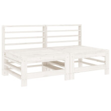 vidaXL Garden Middle Sofas Outdoor Sectional Sofa 2 pcs White Solid Wood Pine