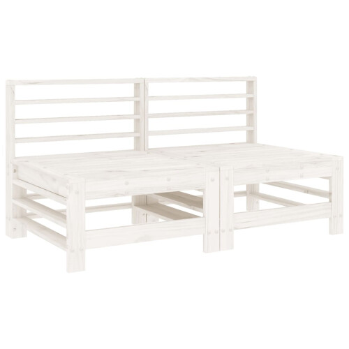 VidaXL vidaXL Garden Middle Sofas Outdoor Sectional Sofa 2 pcs White Solid Wood Pine