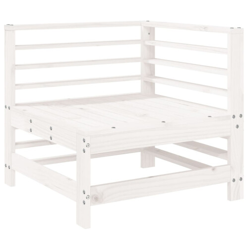 VidaXL vidaXL Garden Corner Sofas Outdoor Sectional Sofa 2 pcs White Solid Wood Pine 2