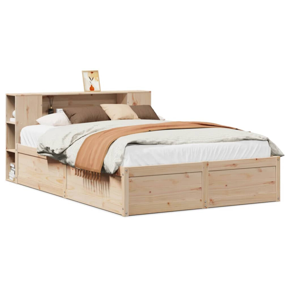 (natural, 135 x 190 cm) vidaXL Bed Frame without Mattress Bed Base Bedstead Solid Wood Pine