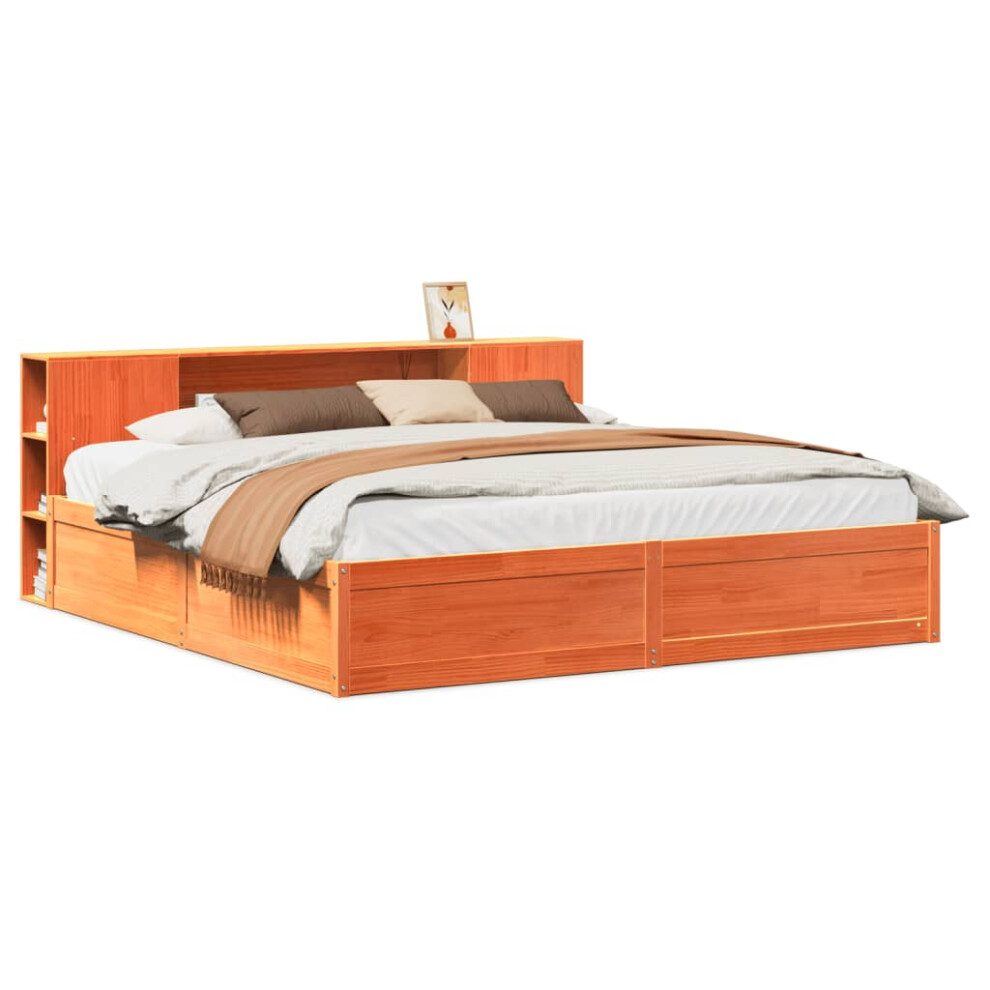 Vidaxl (Wax 200 X 200 Cm) Bed Frame Without Mattress Bed Base Bedstead Solid Wood Pine Brown