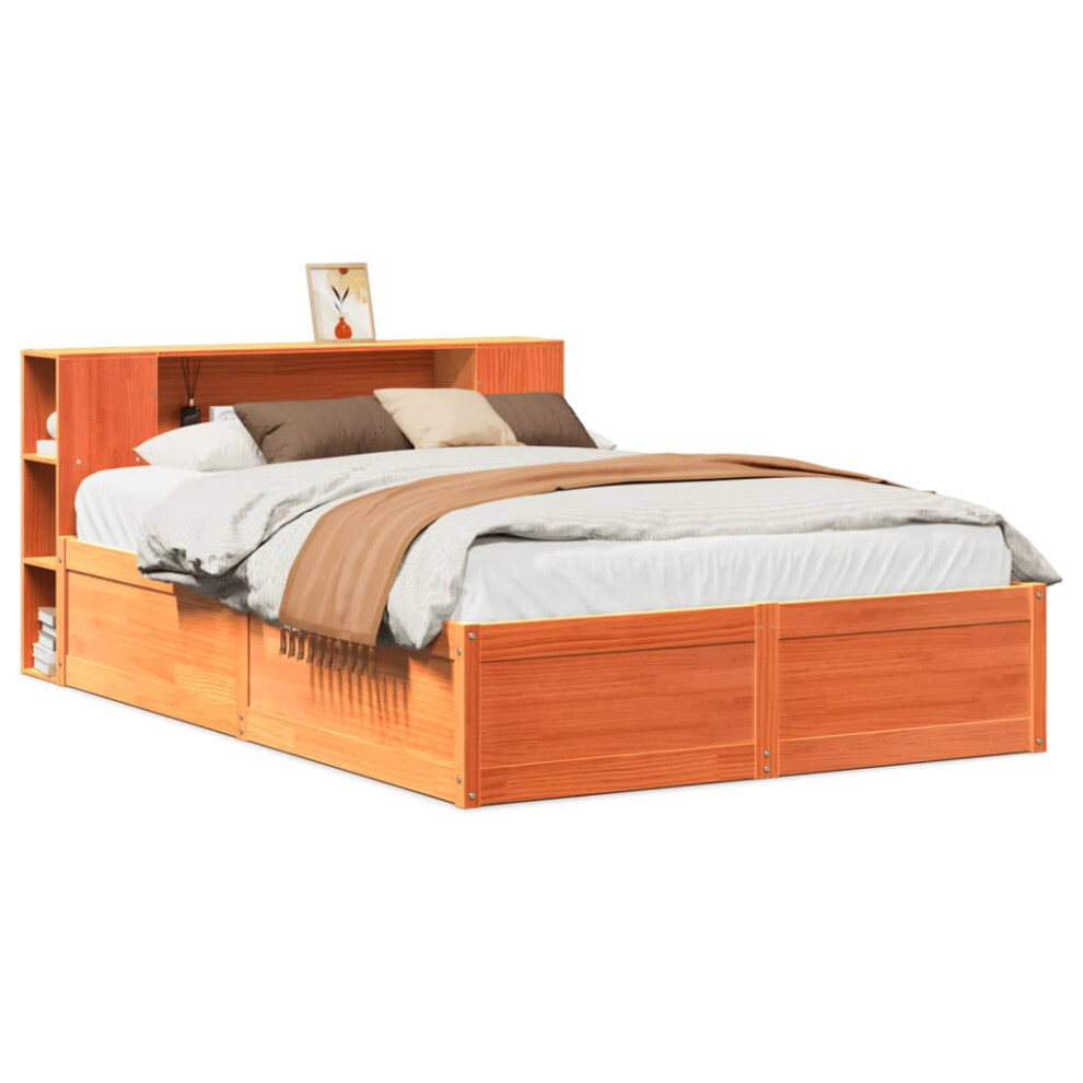 Vidaxl (Wax Brown, 140 X 190 Cm) Bed Frame Without Mattress Bed Base Bedstead Solid Wood Pine