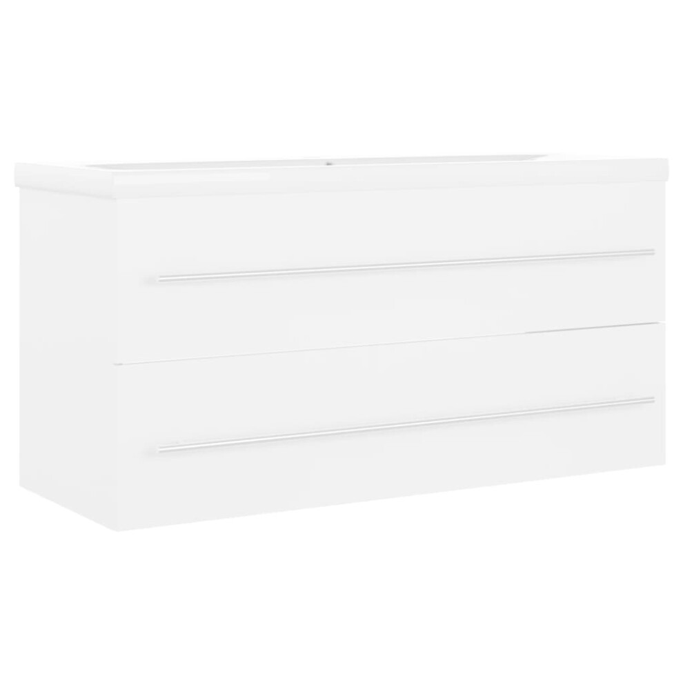 vidaXL Sink Cabinet with Built-in Basin White Engineered Wood Wash Basin Rack