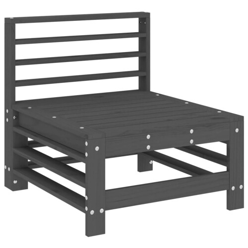 VidaXL vidaXL Garden Middle Sofas Outdoor Sectional Sofa 2 pcs Grey Solid Wood Pine 2