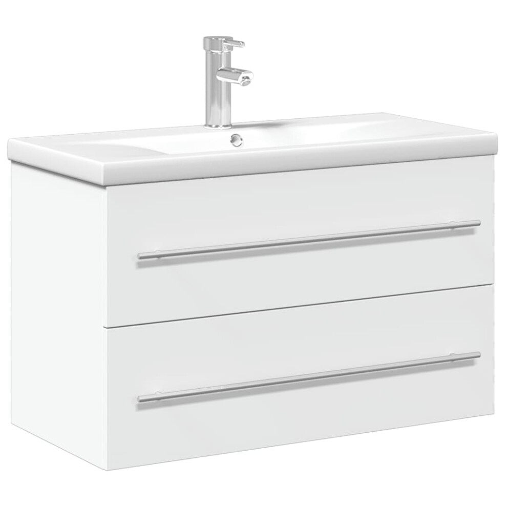 vidaXL Bathroom Sink Cabinet with Built-in Basin Storage Vanity Unit White