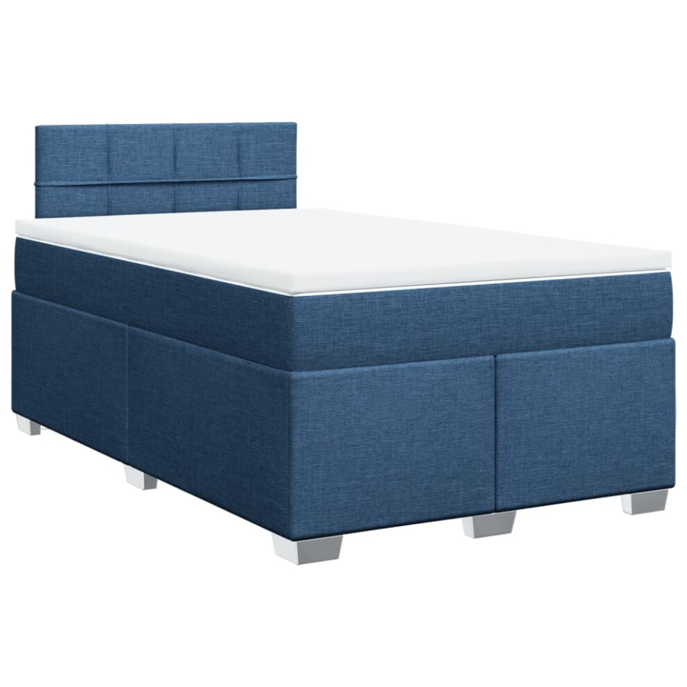 vidaXL Box Spring Bed with Mattress Bed Frame Bedstead Blue 120x190 cm Fabric