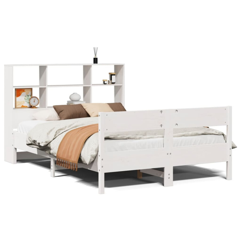 Vidaxl (White, 160 X 200 Cm) Bookcase Bed Without Mattress Bed Solid Wood Pine