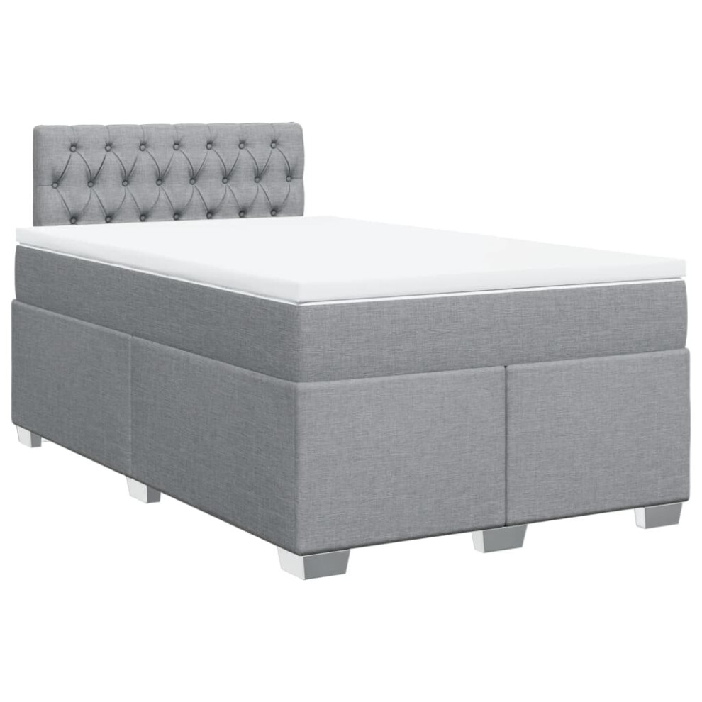 vidaXL Box Spring Bed with Mattress Bed Frame Light Grey 120x190 cm Fabric