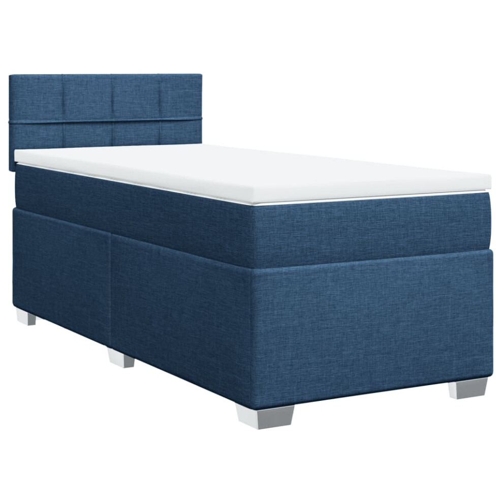 vidaXL Box Spring Bed with Mattress Bed Frame Bedstead Blue 100x200 cm Fabric