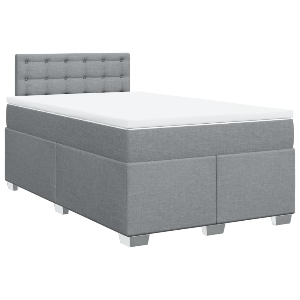 vidaXL Box Spring Bed with Mattress Bed Frame Light Grey 120x190 cm Fabric