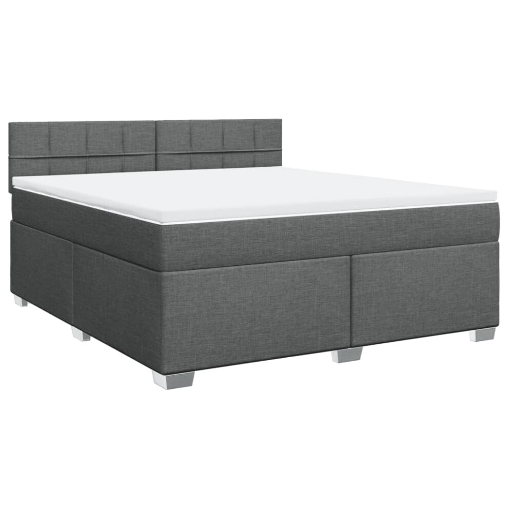 vidaXL Box Spring Bed With Mattress Home Bed Frame Dark Grey 180x200 Cm Fabric