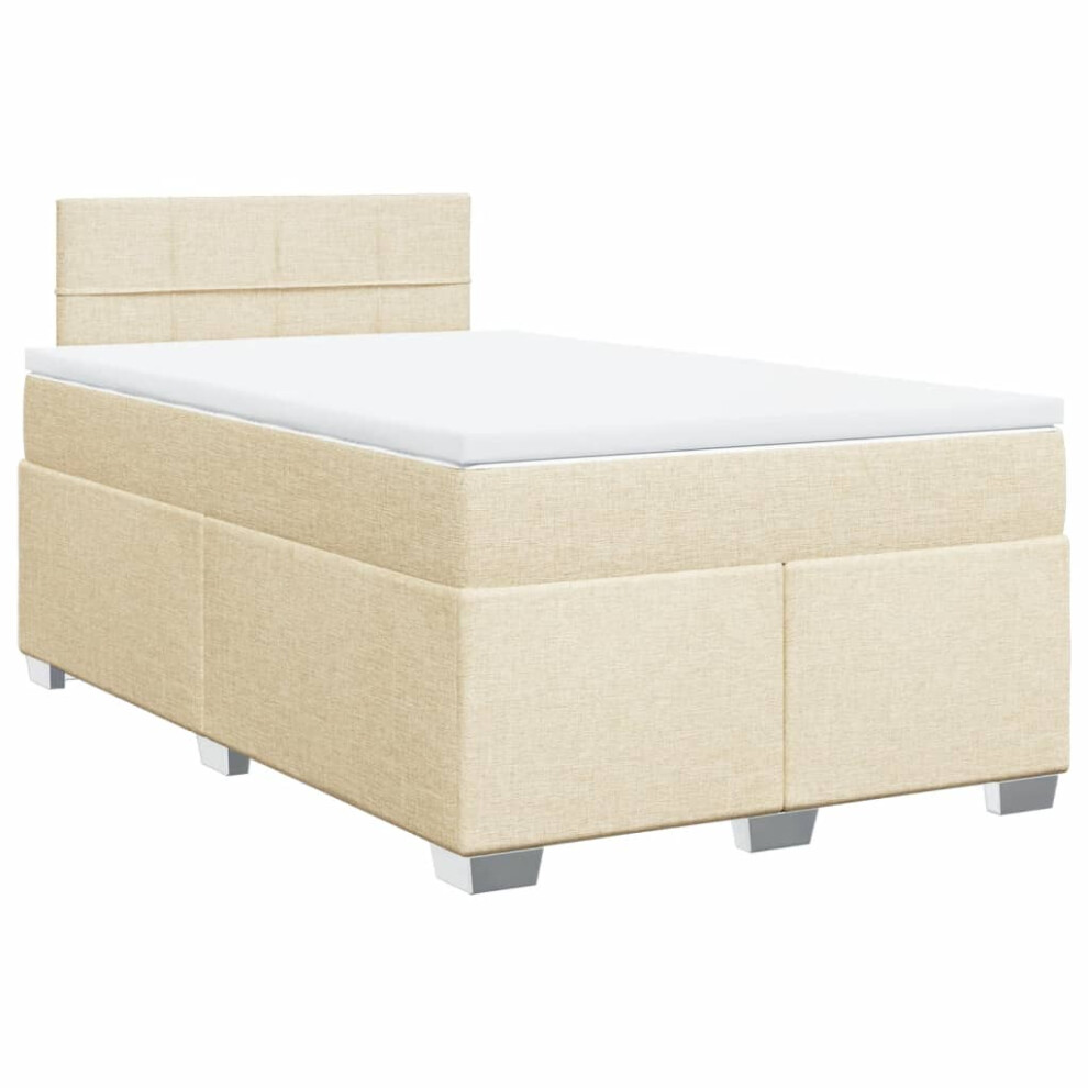 vidaXL Box Spring Bed with Mattress Bed Frame Bedstead Cream 120x190 cm Fabric