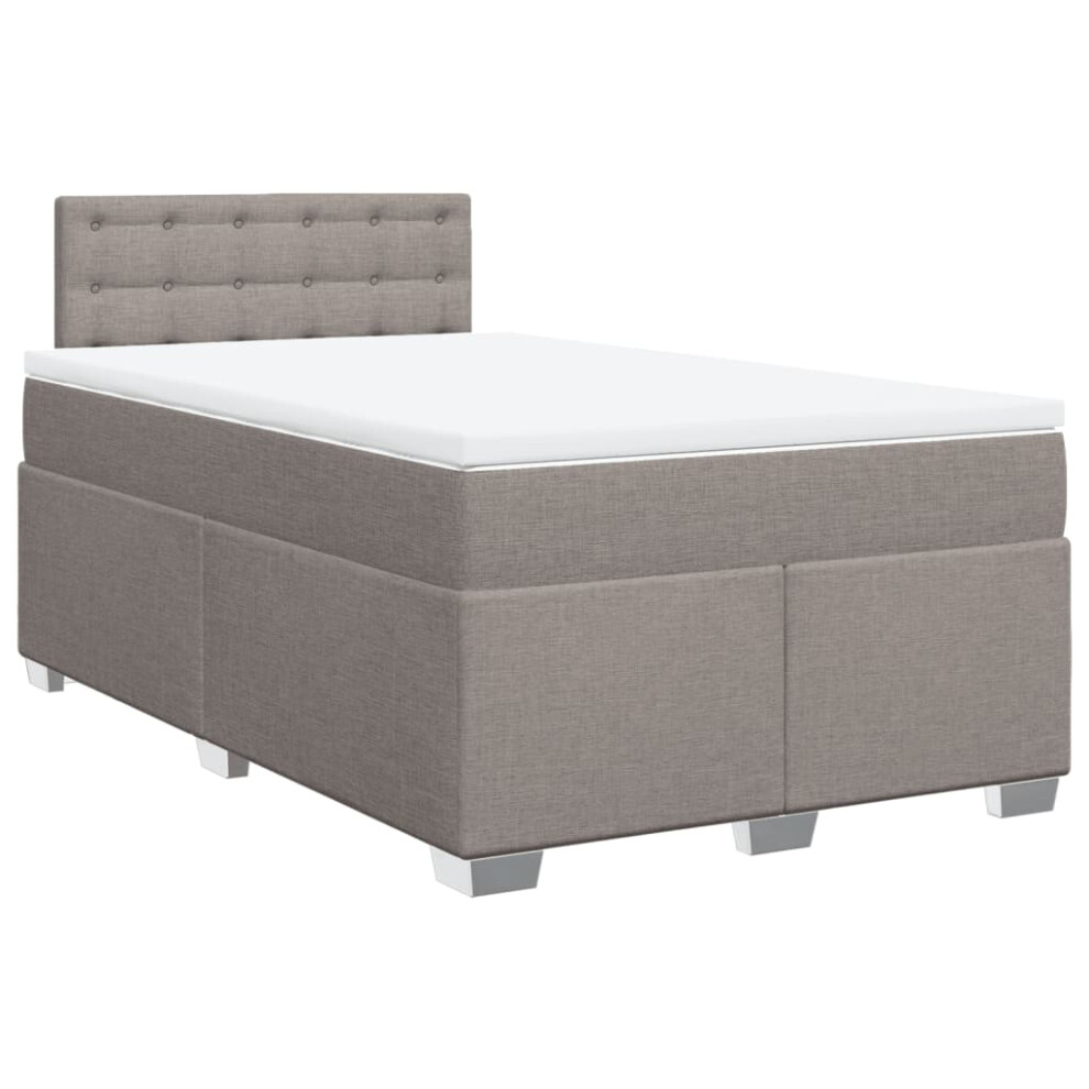 vidaXL Box Spring Bed with Mattress Bed Frame Bedstead Taupe 120x190 cm Fabric