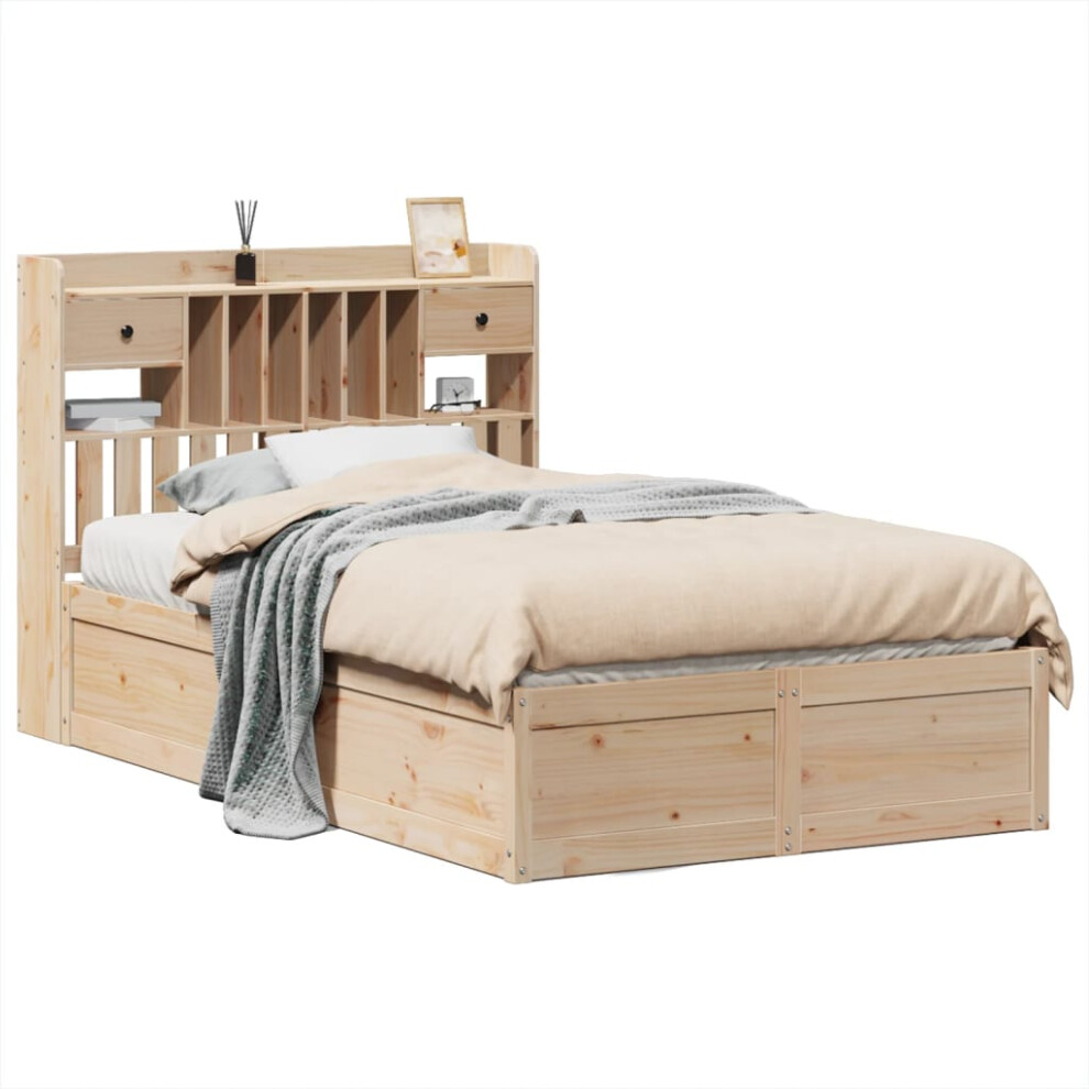 (natural, 135 x 190 cm) vidaXL Bed Frame without Mattress Solid Wood Pine