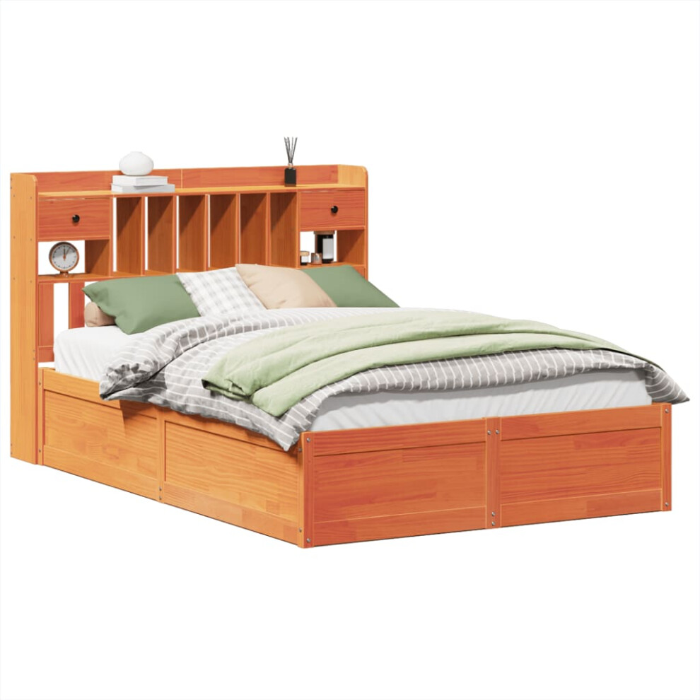 Vidaxl (Wax Brown, 150 X 200 Cm) Bed Frame Without Mattress Solid Wood Pine