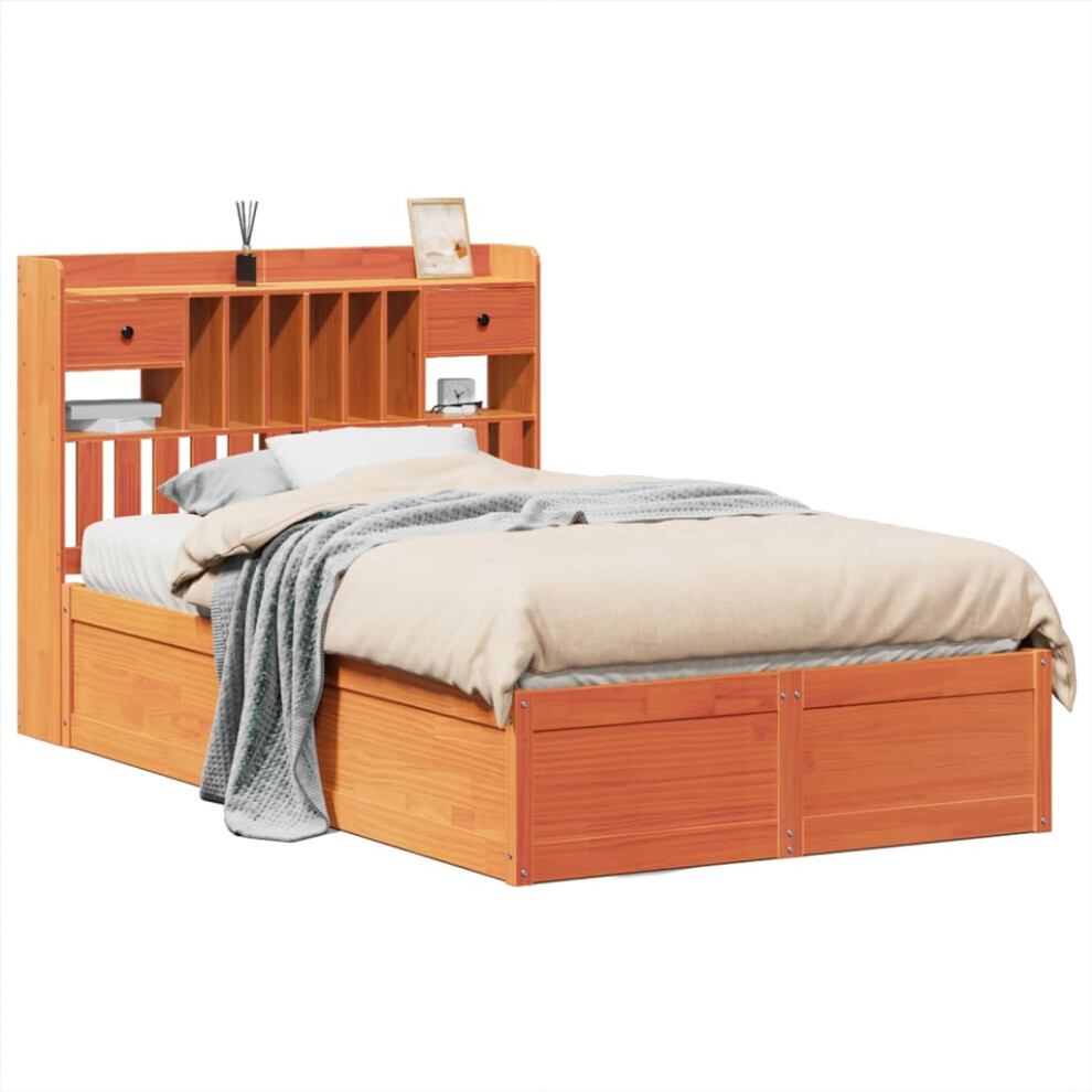 Vidaxl (Wax Brown, 135 X 190 Cm) Bed Frame Without Mattress Solid Wood Pine